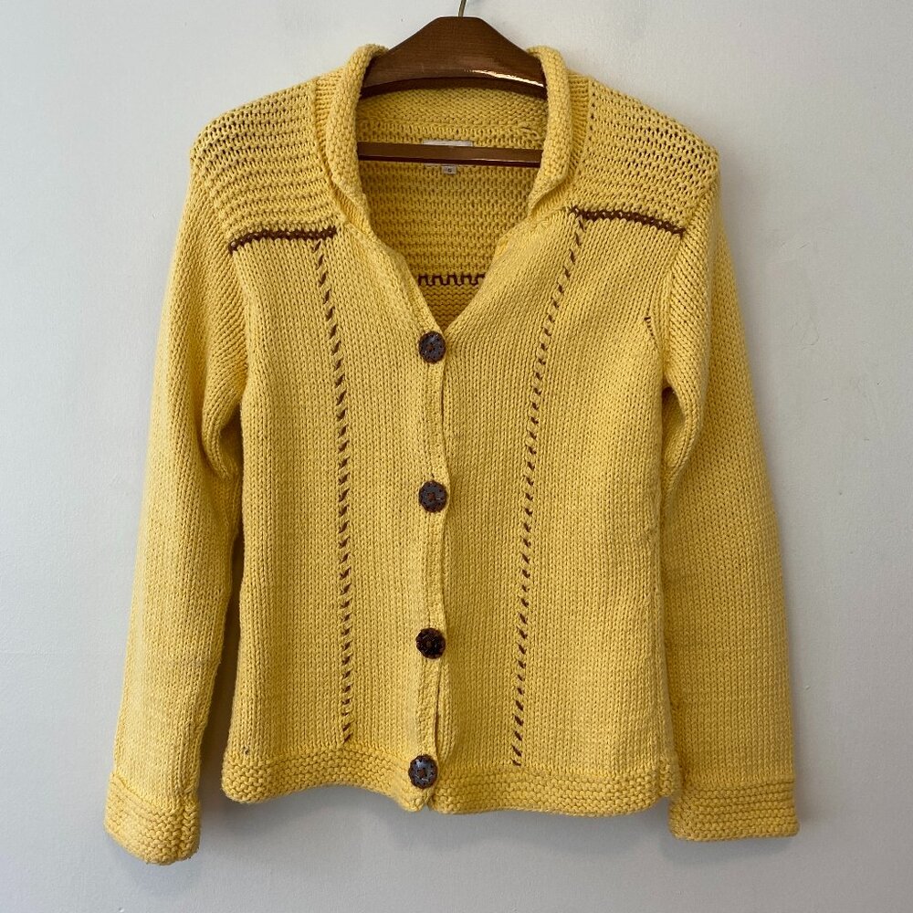 Rico Yellow Button Knit Cardigan Sweater Womens Small